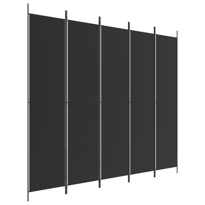 5-paneelinen Tilanjakaja musta 250x220 cm kangas