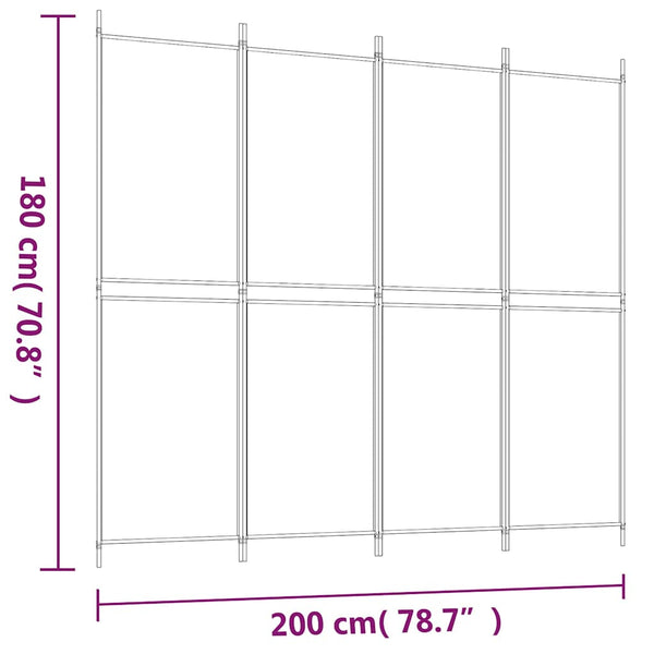 4-paneelinen Tilanjakaja antrasiitti 200x180 cm kangas