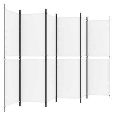 6-paneelinen Tilanjakaja valkoinen 300x180 cm kangas