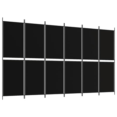 6-paneelinen Tilanjakaja musta 300x180 cm kangas