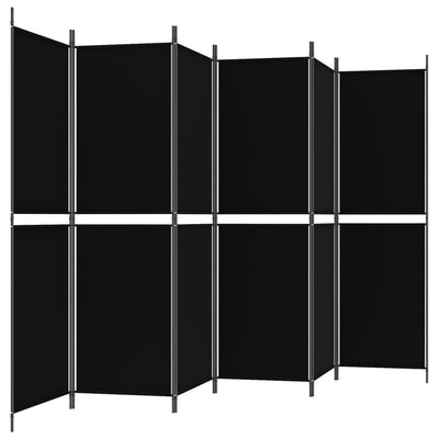 6-paneelinen Tilanjakaja musta 300x180 cm kangas