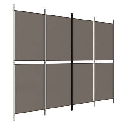 4-paneelinen Tilanjakaja antrasiitti 200x200 cm kangas