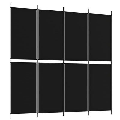 4-Paneelinen Tilanjakaja musta 200x200 cm kangas