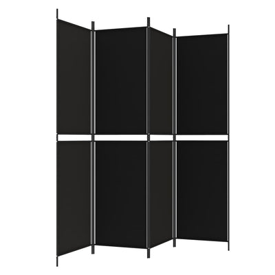 4-Paneelinen Tilanjakaja musta 200x200 cm kangas