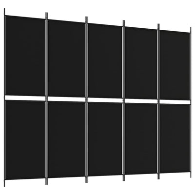 5-paneelinen Tilanjakaja musta 250x200 cm kangas