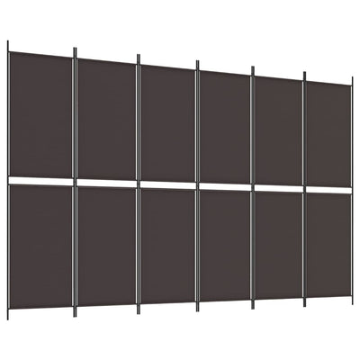 6-paneelinen Tilanjakaja ruskea 300x200 cm kangas