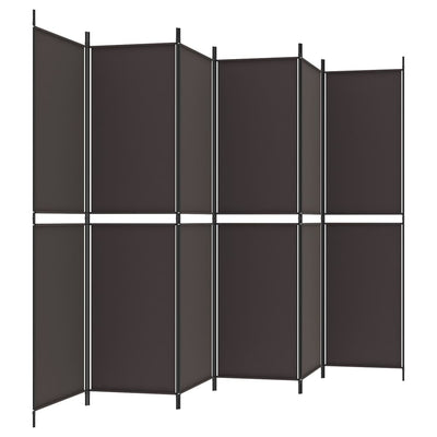 6-paneelinen Tilanjakaja ruskea 300x200 cm kangas