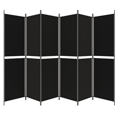6-paneelinen Tilanjakaja musta 300x200 cm kangas