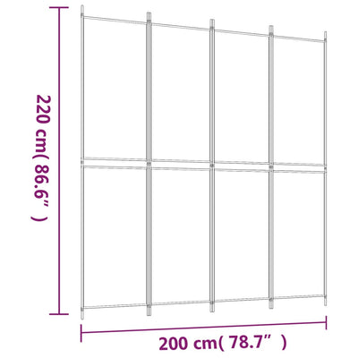 4-paneelinen Tilanjakaja antrasiitti 200x220 cm kangas