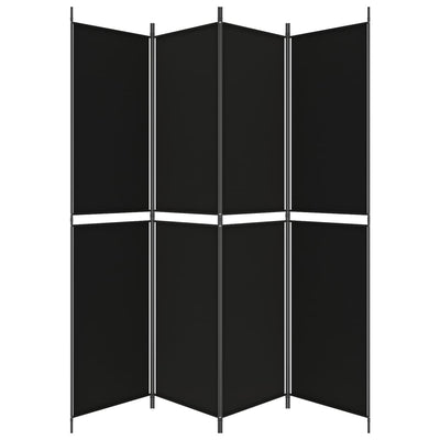 4-paneelinen Tilanjakaja musta 200x220 cm kangas