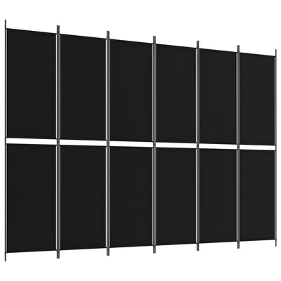6-paneelinen Tilanjakaja musta 300x220 cm kangas