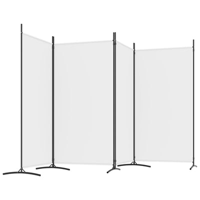 4-paneelinen Tilanjakaja valkoinen 346x180 cm kangas
