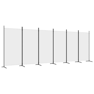 6-paneelinen Tilanjakaja valkoinen 520x180 cm kangas