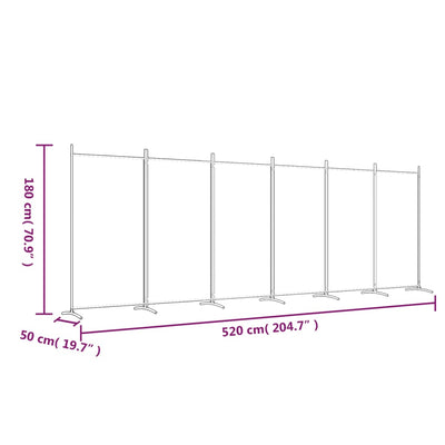 6-paneelinen Tilanjakaja antrasiitti 520x180 cm kangas