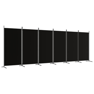 6-paneelinen Tilanjakaja musta 520x180 cm kangas