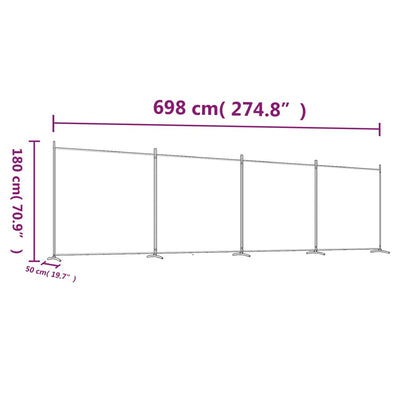 4-paneelinen Tilanjakaja antrasiitti 698x180 cm kangas