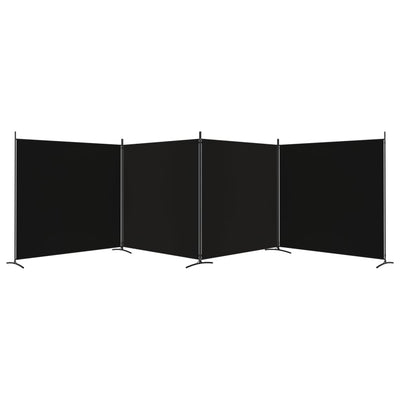 4-paneelinen Tilanjakaja musta 698x180 cm kangas