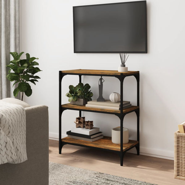 Kirjahylly savutammi 60x33x70,5 cm tekninen puu ja teräs