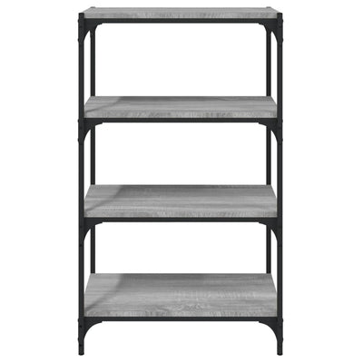 Harmaa kirjahylly Vasileta 60x33x100cm (puinen ja teräs)