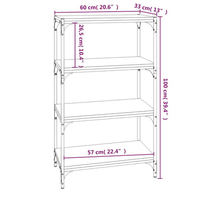 Kirjahylly ruskea tammi 60x33x100 cm tekninen puu ja teräs