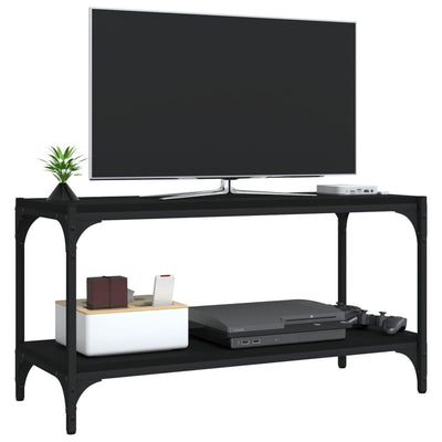 TV-taso musta 80x33x41 cm tekninen puu ja teräs