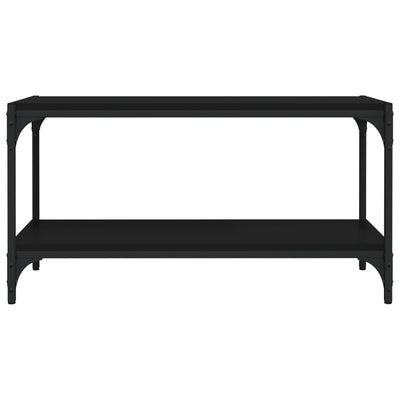 TV-taso musta 80x33x41 cm tekninen puu ja teräs