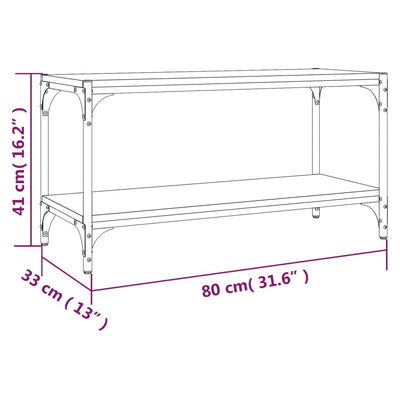 TV-taso musta 80x33x41 cm tekninen puu ja teräs