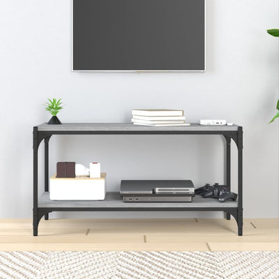 TV-taso harmaa Sonoma 80x33x41 cm tekninen puu ja teräs