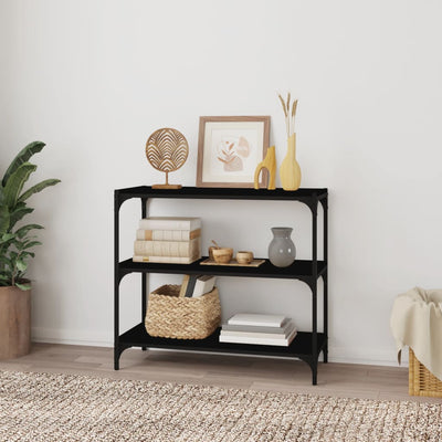 Kirjahylly musta 80x33x70,5 cm tekninen puu ja teräs