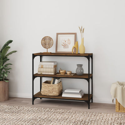 Kirjahylly ruskea tammi 80x33x70,5 cm tekninen puu ja teräs