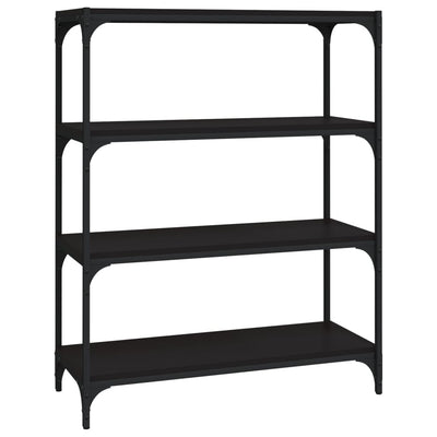 Kirjahylly musta 80x33x100 cm tekninen puu ja teräs