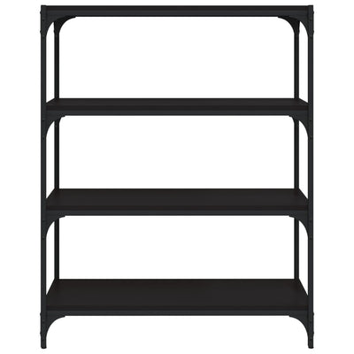 Kirjahylly musta 80x33x100 cm tekninen puu ja teräs