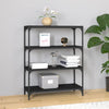 Kirjahylly musta 80x33x100 cm tekninen puu ja teräs