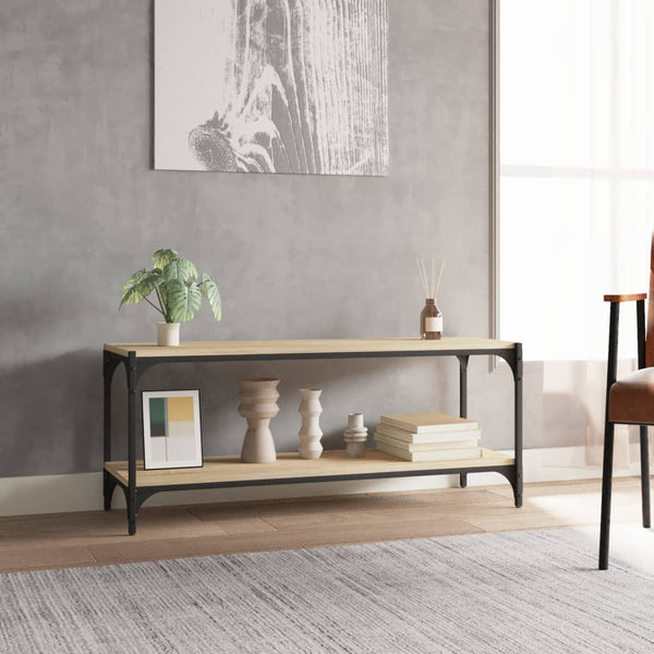 TV-taso Sonoma-tammi 100x33x41 cm tekninen puu ja teräs