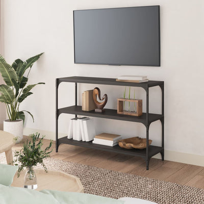 Kirjahylly musta 100x33x70,5 cm tekninen puu ja teräs