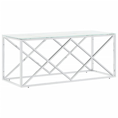 Sohvapöytä 110x45x45 cm ruostumaton teräs ja lasi