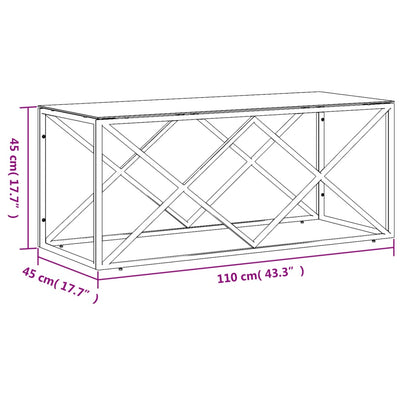 Sohvapöytä 110x45x45 cm ruostumaton teräs ja lasi