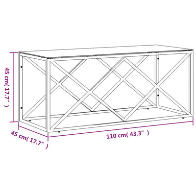 Sohvapöytä 110x45x45 cm ruostumaton teräs ja lasi