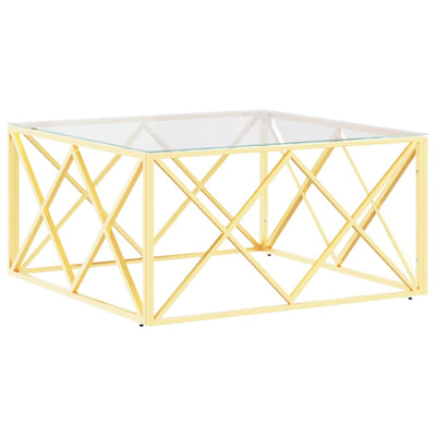 Sohvapöytä 80x80x40 cm ruostumaton teräs ja lasi