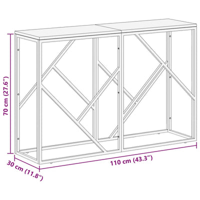Kulta konsolipöytä Basam (ruostumaton teräs ja ratapölkkypuu)