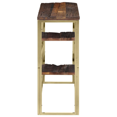 Kulta konsolipöytä Pandelius (ruostumaton teräs ja ratapölkkypuu)