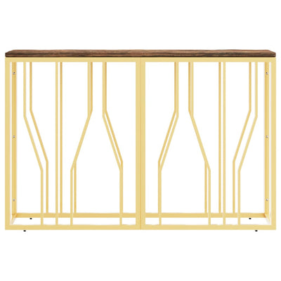 Kulta konsolipöytä Vladoianu (ruostumaton teräs ja kierrätetty täyspuu)