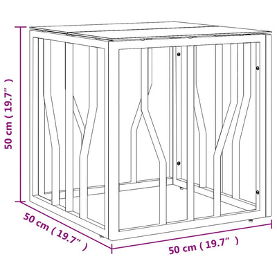Sohvapöytä hopea 50x50x50 cm ruostumaton teräs ja lasi