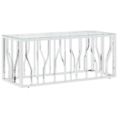 Sohvapöytä 110x45x45 cm ruostumaton teräs ja lasi