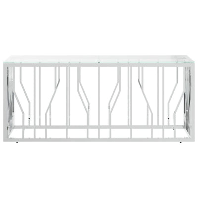 Sohvapöytä 110x45x45 cm ruostumaton teräs ja lasi