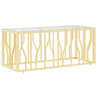 Sohvapöytä 110x45x45 cm ruostumaton teräs ja lasi