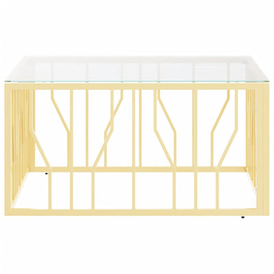 Kulta sohvapöytä Francist 80x80x40cm (ruostumaton teräs ja lasi)