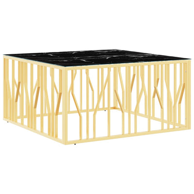 Sohvapöytä kulta 100x100x50 cm ruostumaton teräs ja lasi