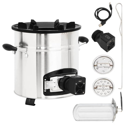 Hopea puuhella usb-tuulettimella Ita 35,5x26x28cm (ruostumaton teräs)