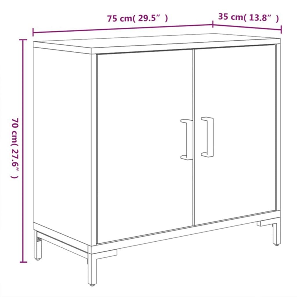 Senkki musta 75x35x70 cm täysi mänty